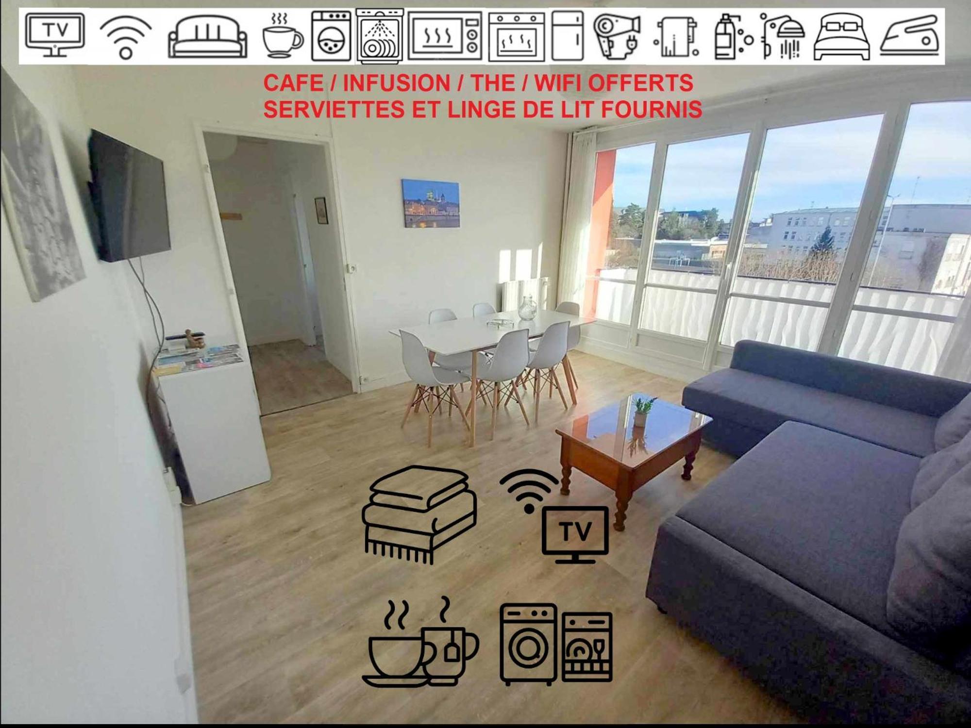 Apartmán T3 57M2 Avec Balcon Proche Gare Sncf, Wifi Et Cafe Et The Offerts Orléans Exteriér fotografie